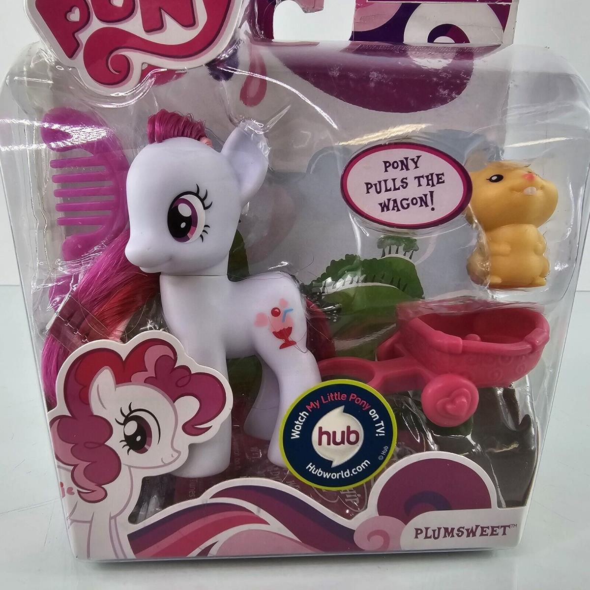 My Little Pony G4 Plumsweet with Wagon Pet Hamster Nice Hasbro 2010 Rare