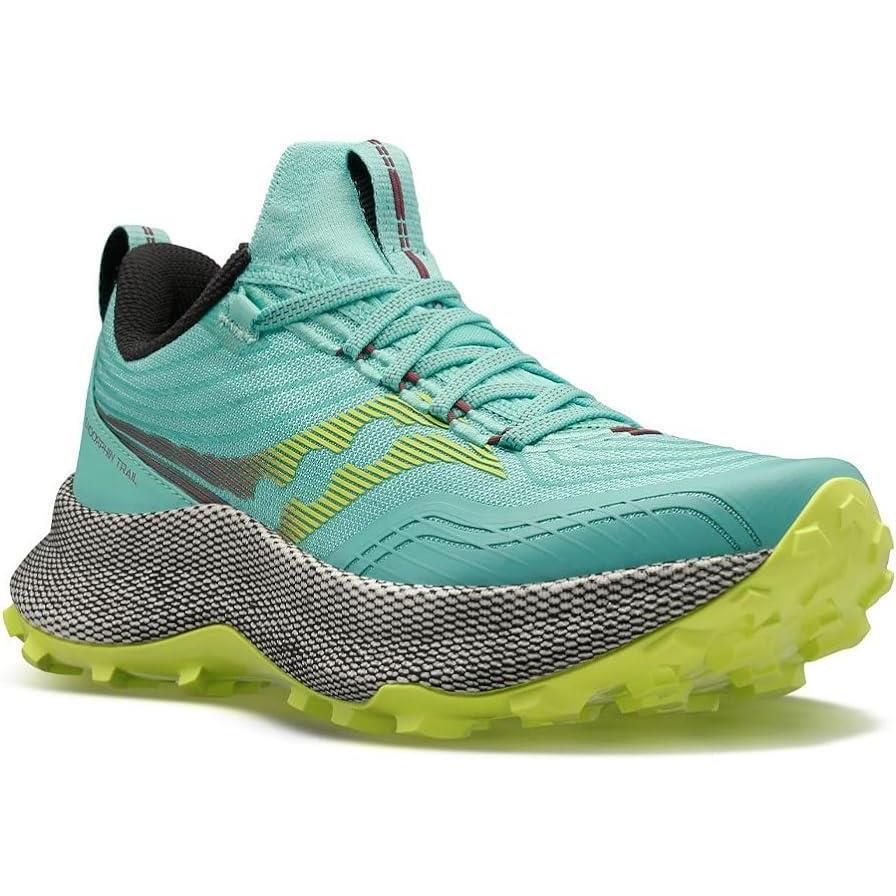 Women`s Saucony Endorphin Trail Hiking Shoes Size 6-10 Mint/teal S10647 - Teal, Manufacturer: Cool Mint/Acid