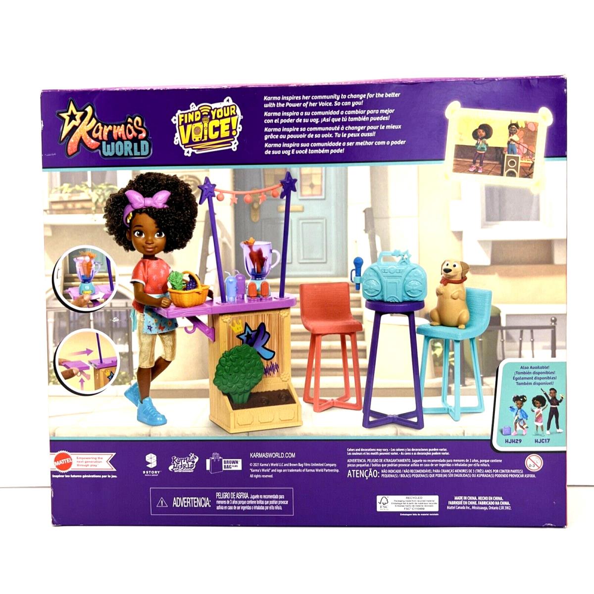 Karma`s World Community Juice Bar Playset 20 Pieces African American Doll