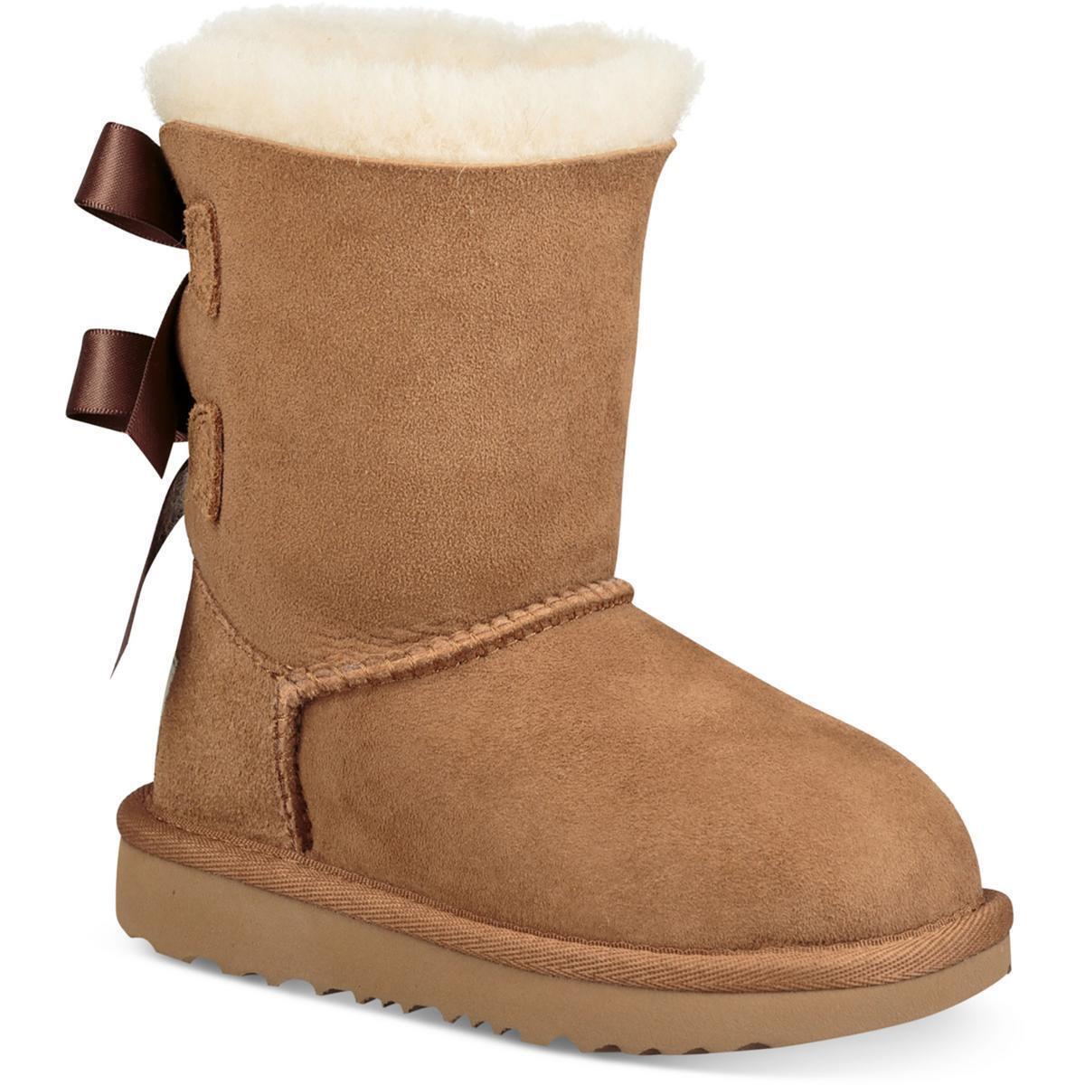 Ugg Girls Bow II Lined Suede Comfort Winter Boots Shoes Bhfo 4318