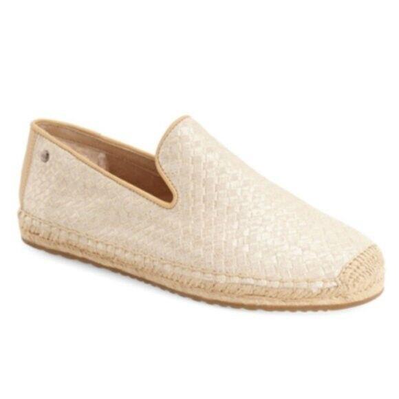 Ugg Women Sandrinne Champagne Pearl Basket Espadrille Dress Loafer Flat