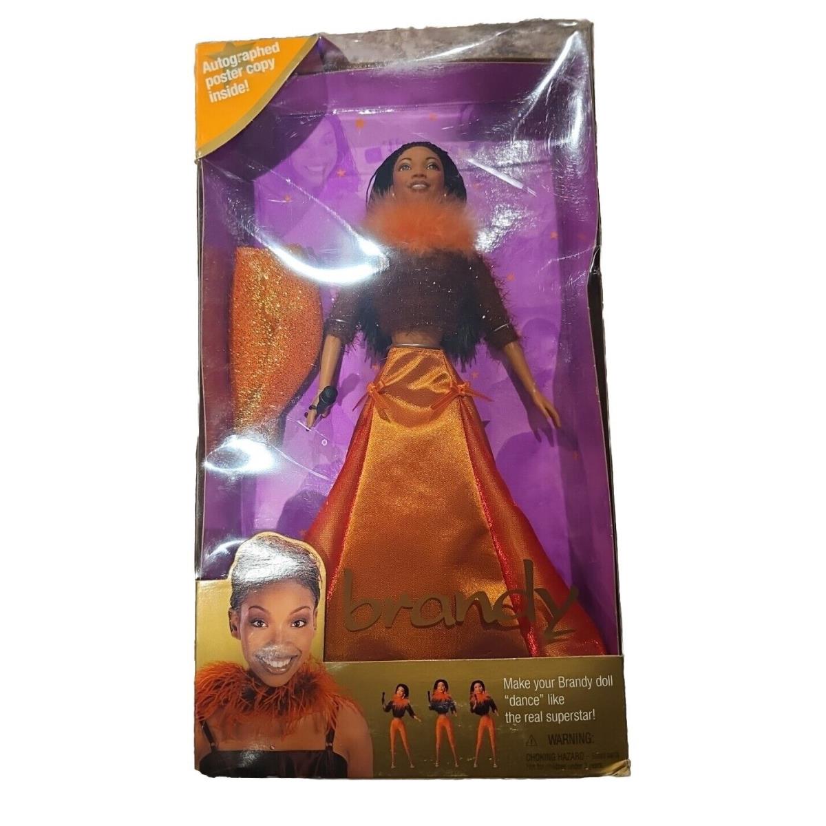 Superstar Brandy Barbie Moesha Singer Orange Autograph Nrfb Mattel 1999