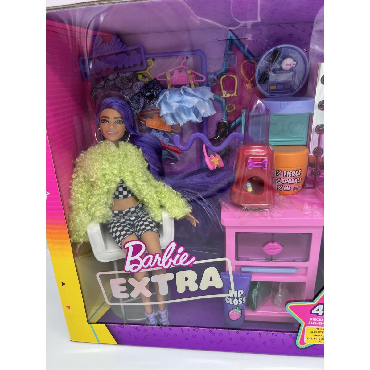 Mattel Barbie Extra Vanity Playset w/ Pet Puppy 45+ Pieces Frees H