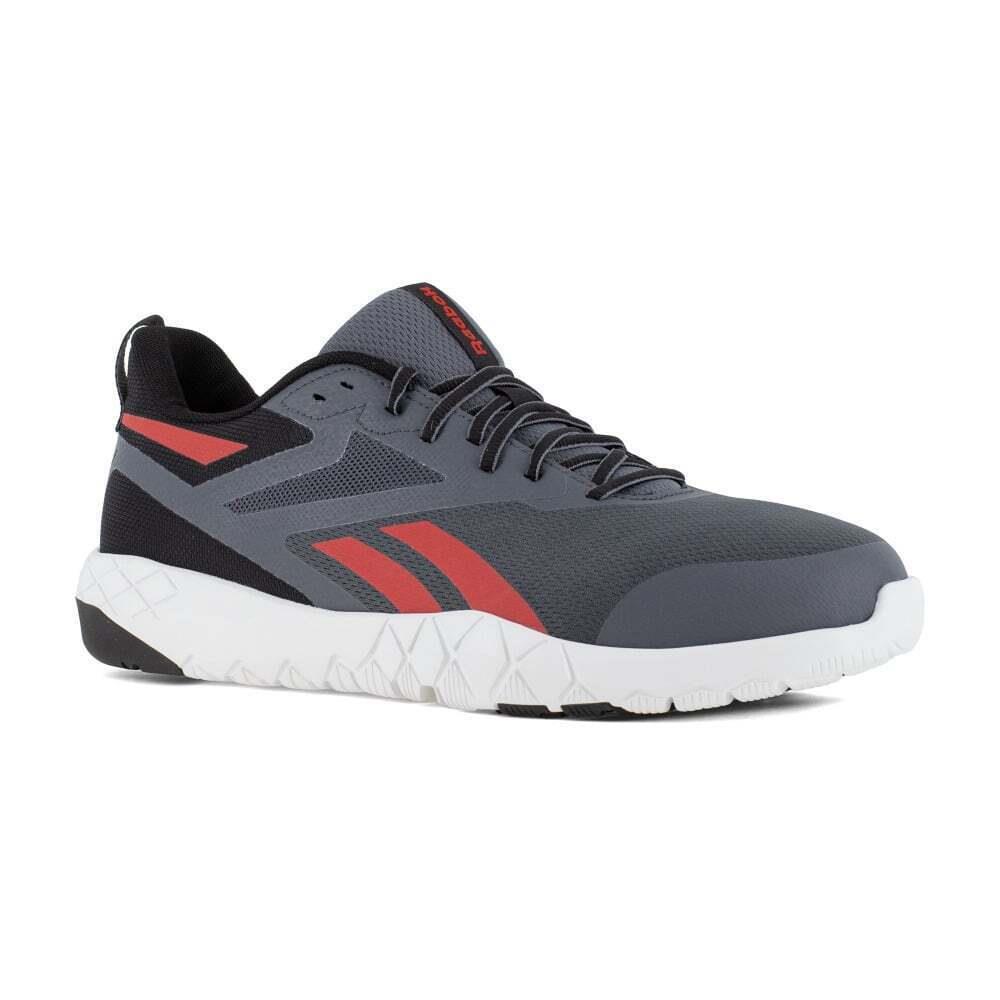 Reebok Work Mens Flexagon Force Xl Composite Toe Esd Athletic Work Shoe Grey/red - Gray