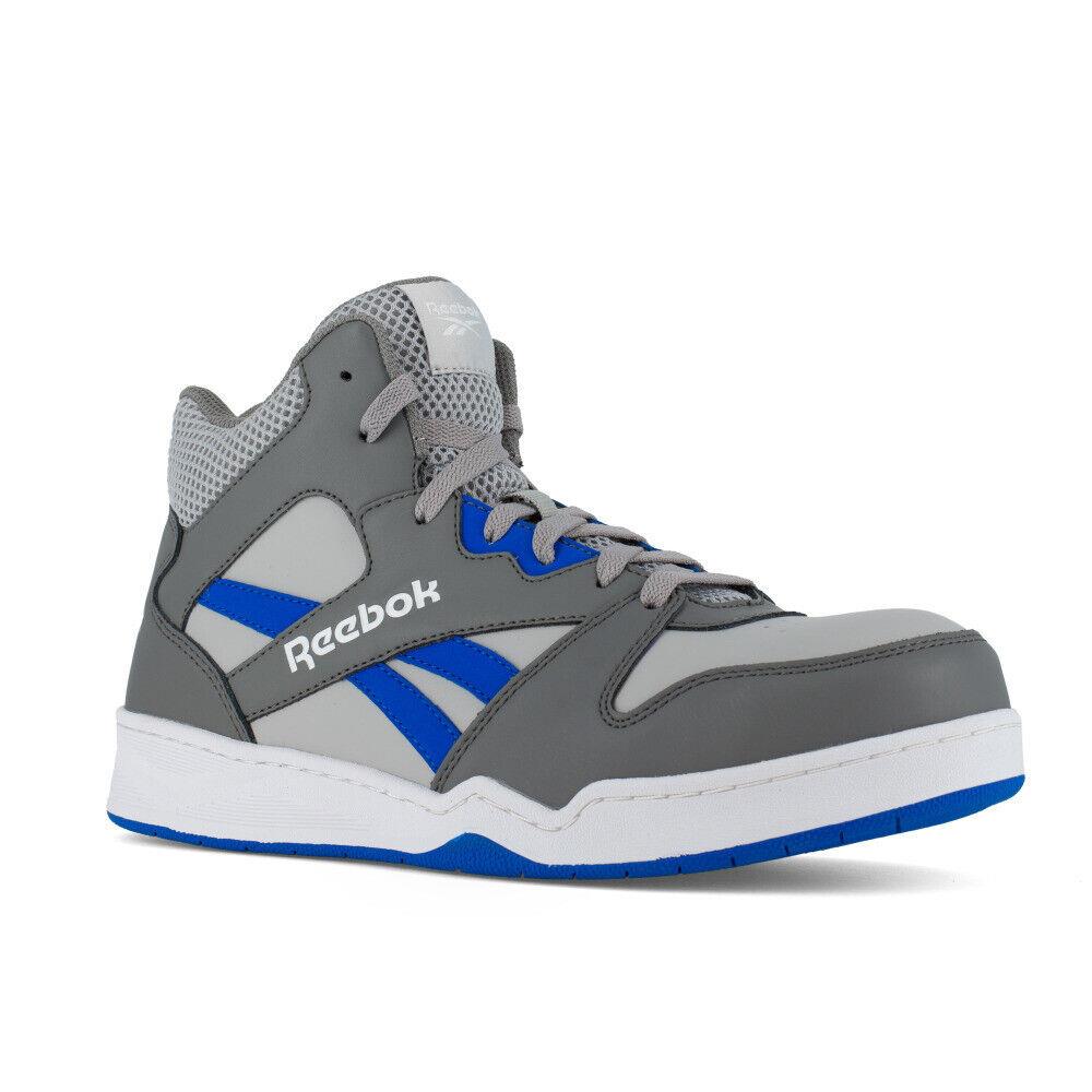 Reebok Bb4500 Mens High Top Composite Toe Esd Work Shoe Grey Blue Rb4135 - Grey And Cobalt Blue