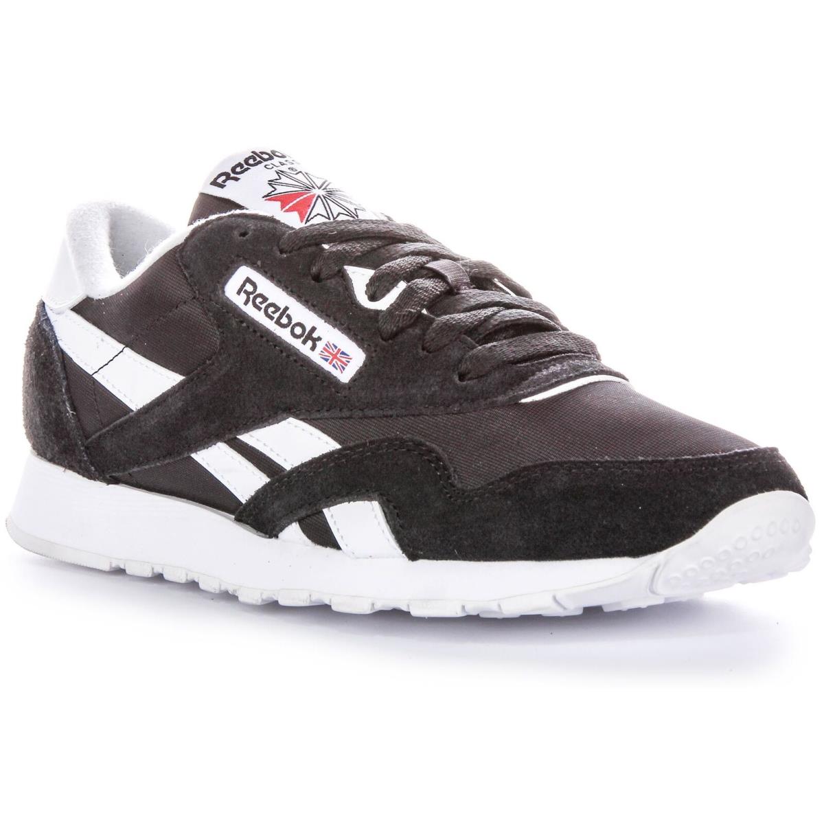 Reebok Classic Nylon Suede Toe Ortholite Womens Sneakers Black White US 5 - 11 - BLACK WHITE