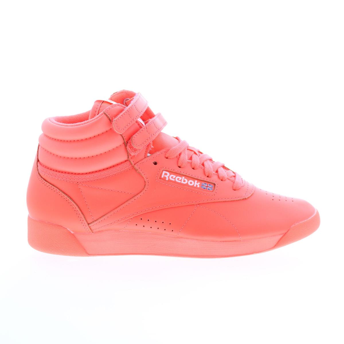 Reebok Freestyle Hi Womens Orange Leather Lace Up Lifestyle Sneakers Shoes - Orange