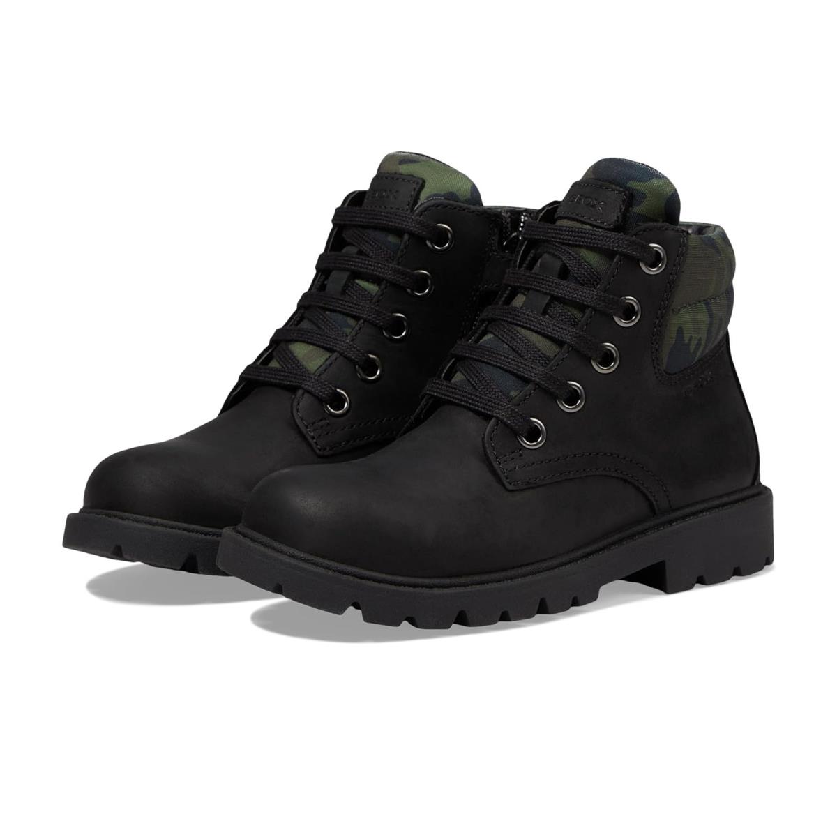 Boy`s Boots Geox Kids Shaylax 8 Little Kid/big Kid Black/Mimetic