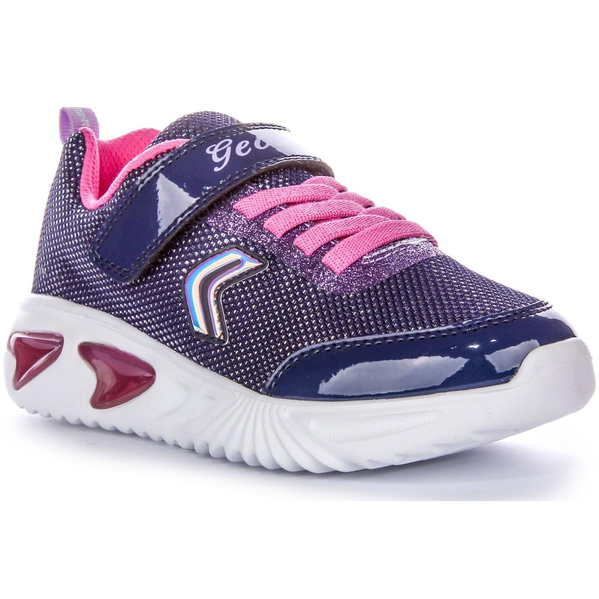 Geox J Assister G. A Aesthetic Sporty Light Up Shoe Navy Pink US 0.5C - 13.5C