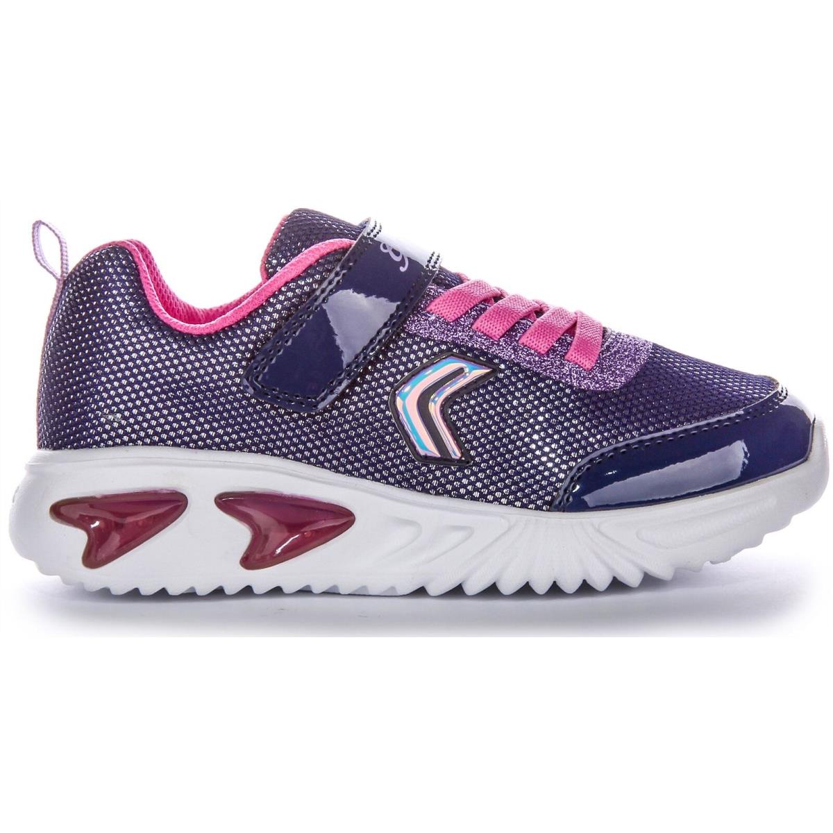 Geox J Assister G. A Aesthetic Sporty Light Up Shoe Navy Pink US 0.5C - 13.5C
