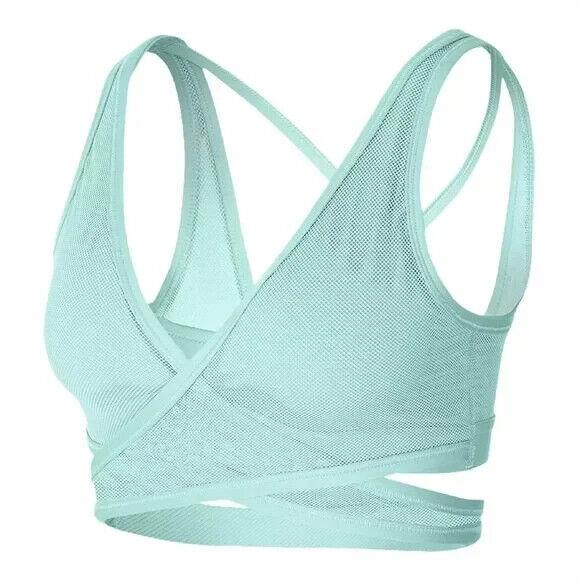 Nike Women`s Mesh Light Support Sports Bra Size Large Pale Blue-green