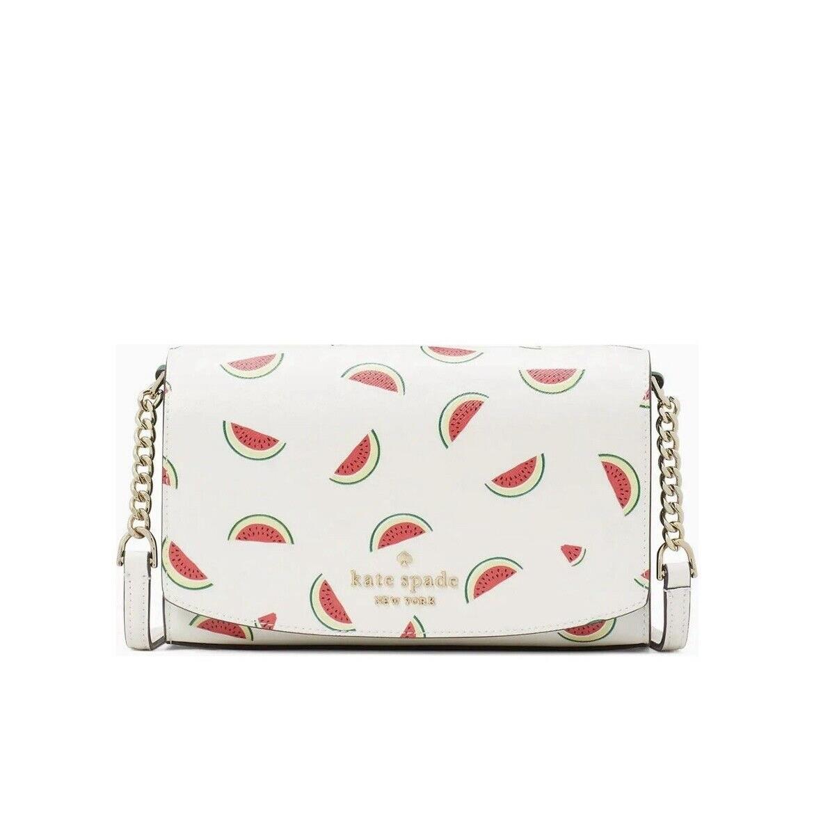 Kate Spade Staci Watermelon Party Printed Small Flap Crossbody Cream Multi