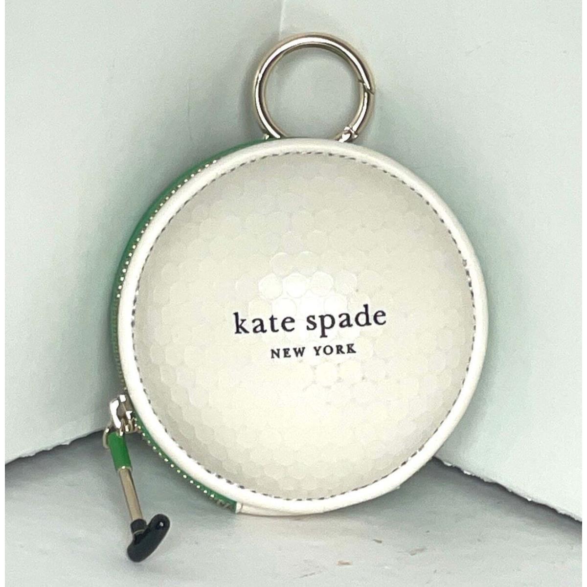 Kate Spade Tee Time Golf Leather Coin Purse White Green Leather Collection Walle