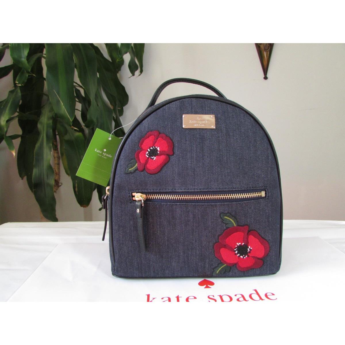 Kate Spade Sammi Grove Street Poppy Backpack Blue Multi