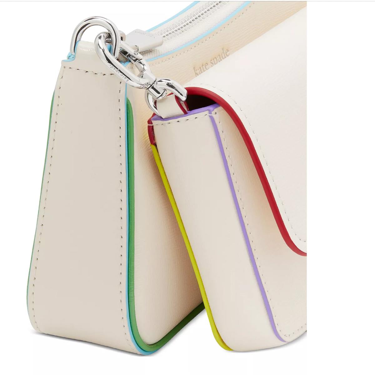 Kate Spade Double Up Rainbow Leather Crossbody Cream Mult