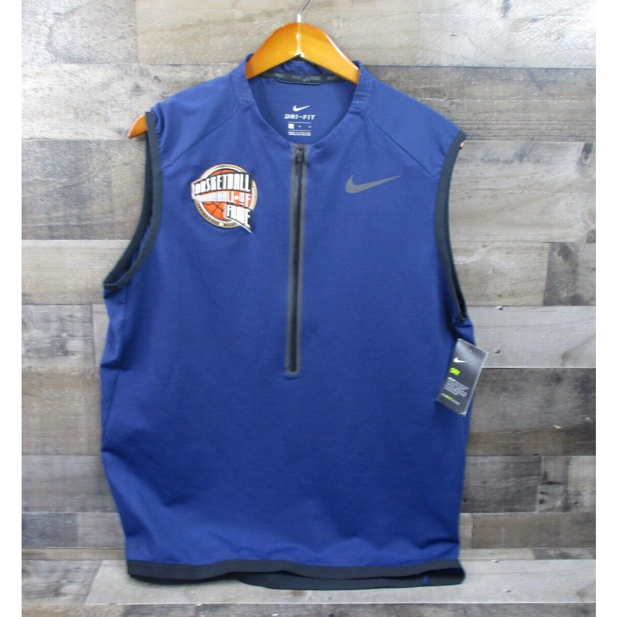 Nike Shirt Mens Large Blue Dri Fit Windbreaker Vest Basketball Hall of Fame