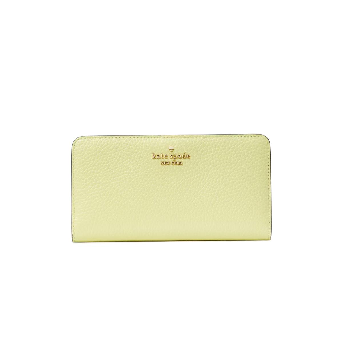 Kate Spade Dumpling Pebble Leather Large Slim Bifold Wallet Tennis Ball KA575