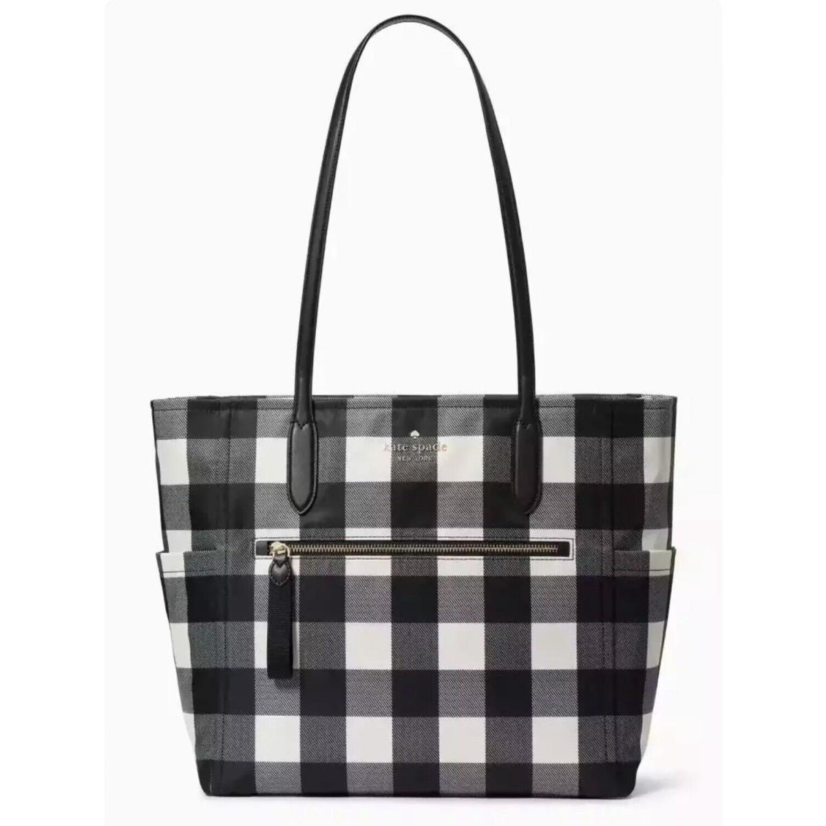 Kate Spade New York Plaid Textured Gingham Large Chelsea Tote Black Multi