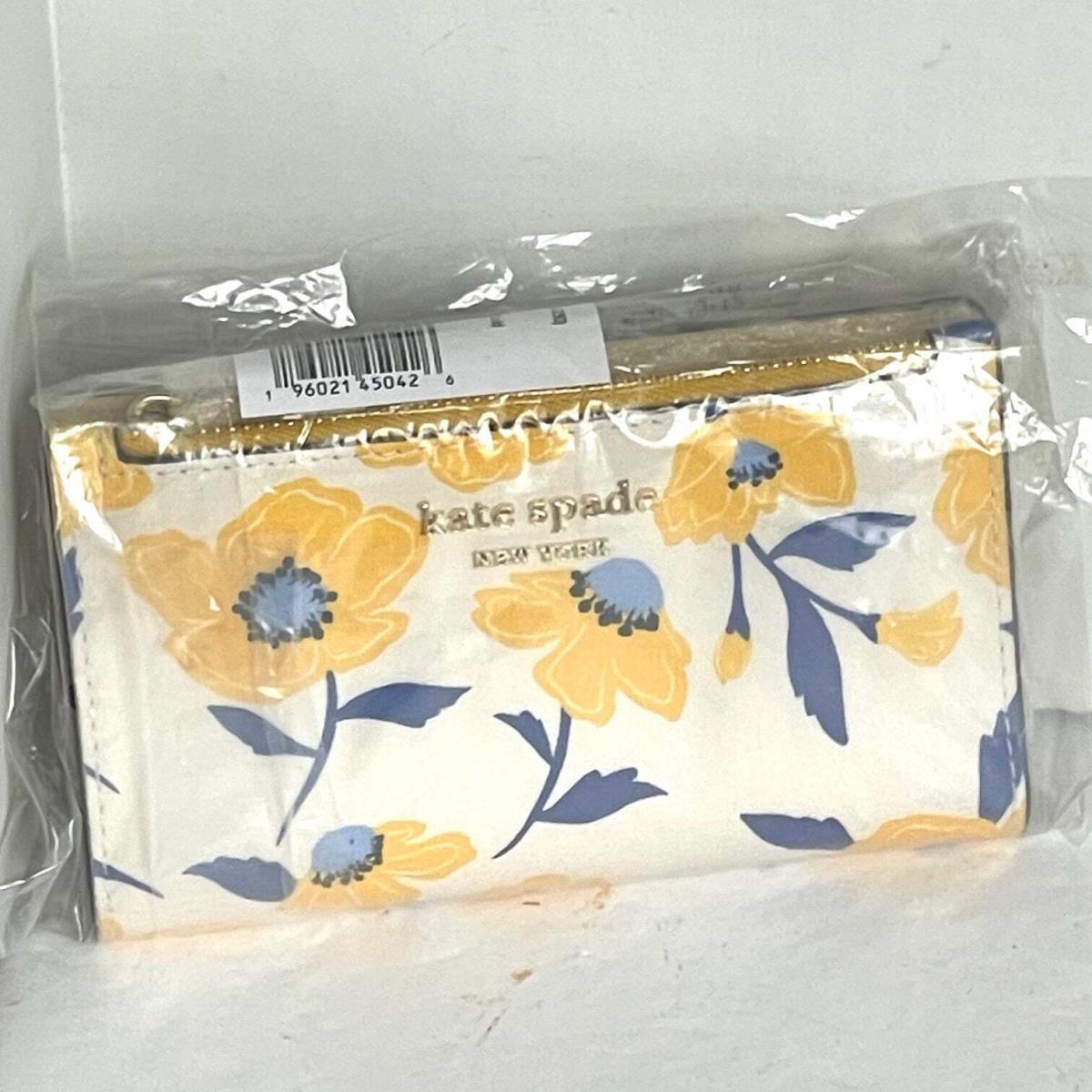 Kate Spade Morgan Sunshine Floral Small Slim Bifold Wallet Cream Yellow Compact