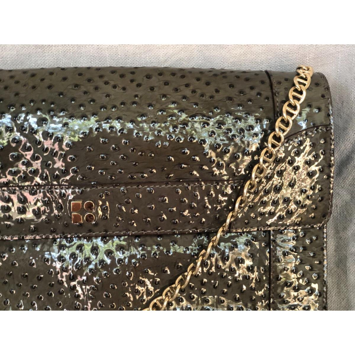 Kate Spade New Exotic Paola Elba Gray Clutch Purse Bag Ostrich Patent Leather