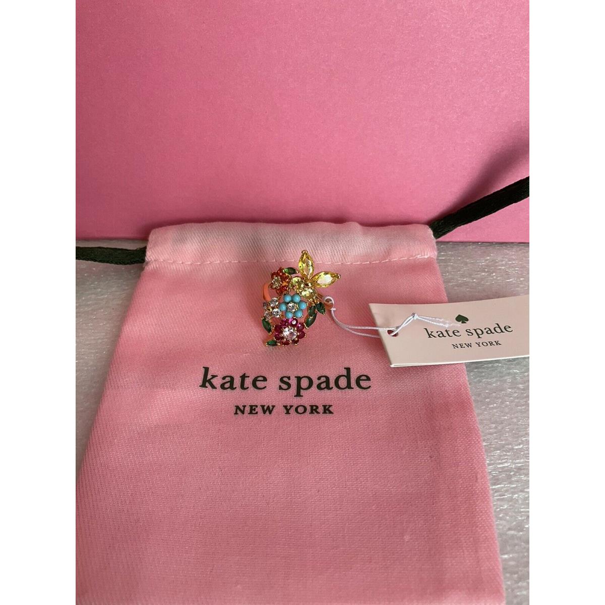 Kate Spade New York New Bloom Flower Ring Size 8 w/ KS Dust Bag