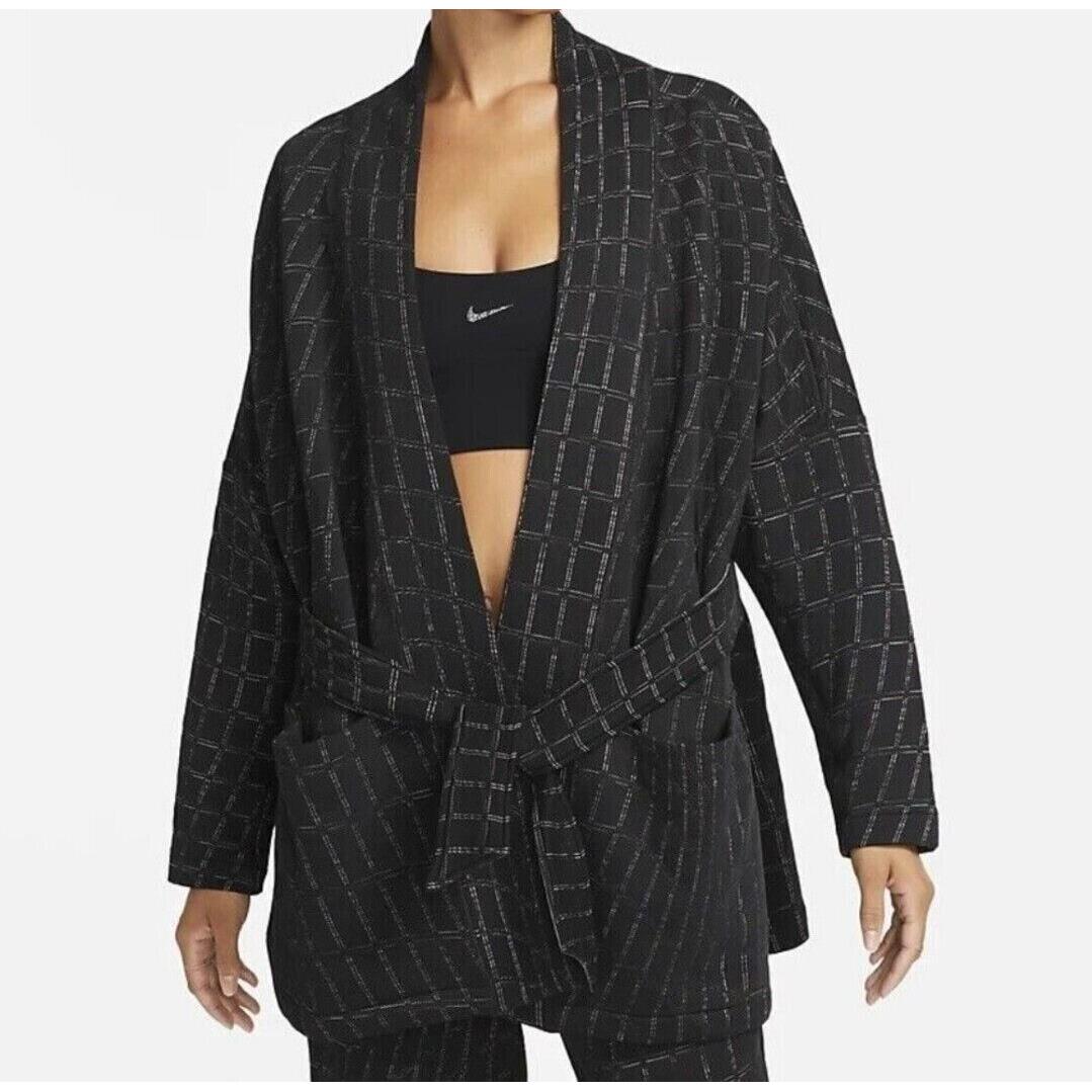 Nike Womens Reversible Yoga Cardigan Jacket -size 1X - Black Jacquard