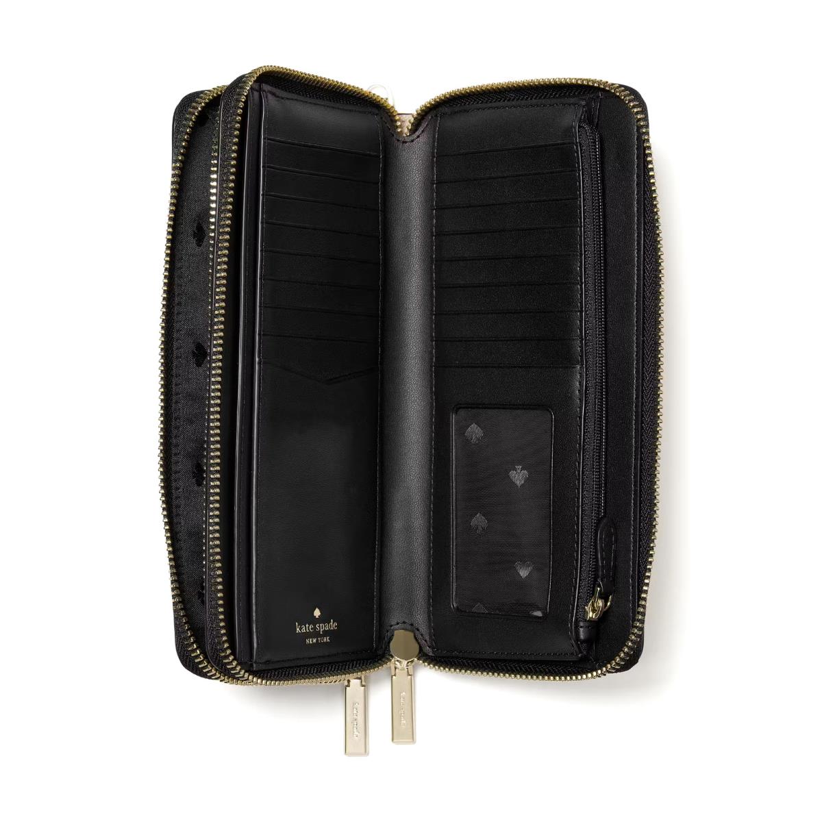 New Kate Spade Staci Large Carryall Wristlet Wallet Leather Warm Beige Multi