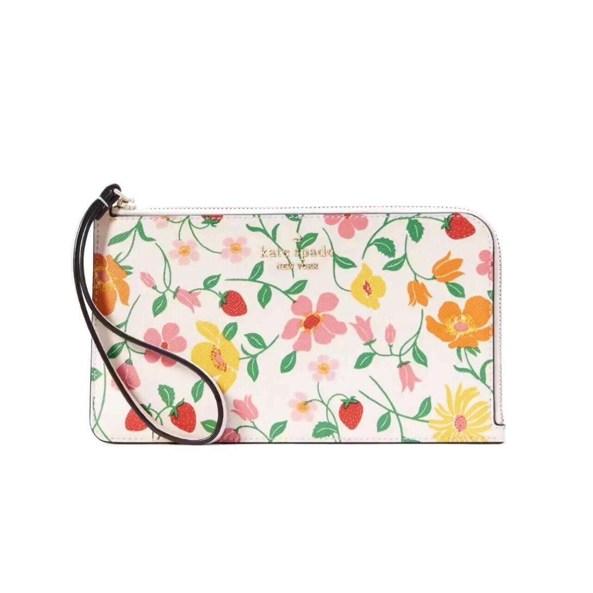 Kate Spade Lucy Garden Medium L-zip Wristlet Pink/multi KG608 New