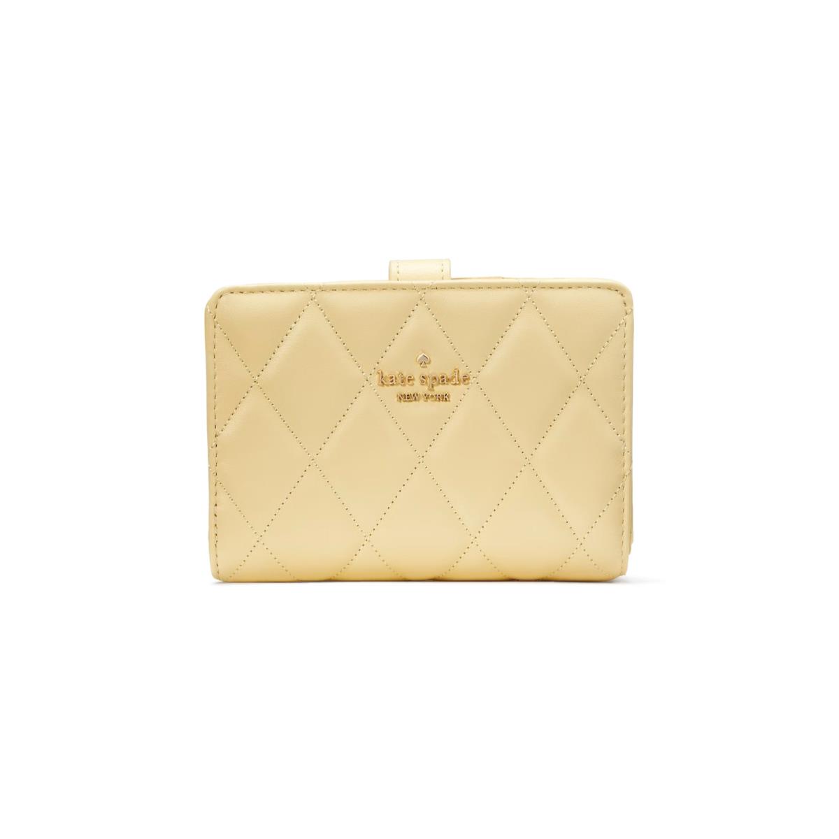Kate Spade Carey Quilted Medium Leather Compact Bifold Wallet Butter KG424