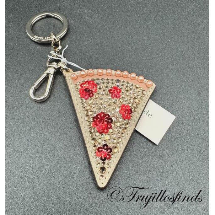 Kate Spade NY On a Roll Pizza Bag Charm Key Fob Keychain K5645 New