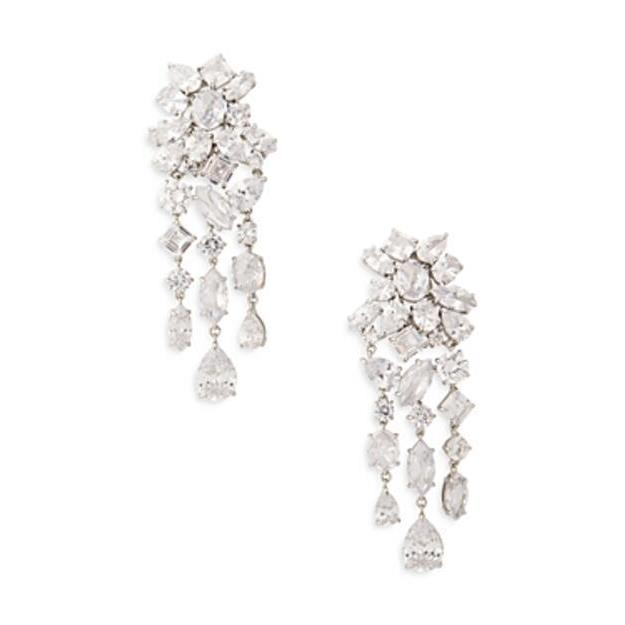 Women Kate Spade New York Crystal Statement Drop Earrings in Clear/silver