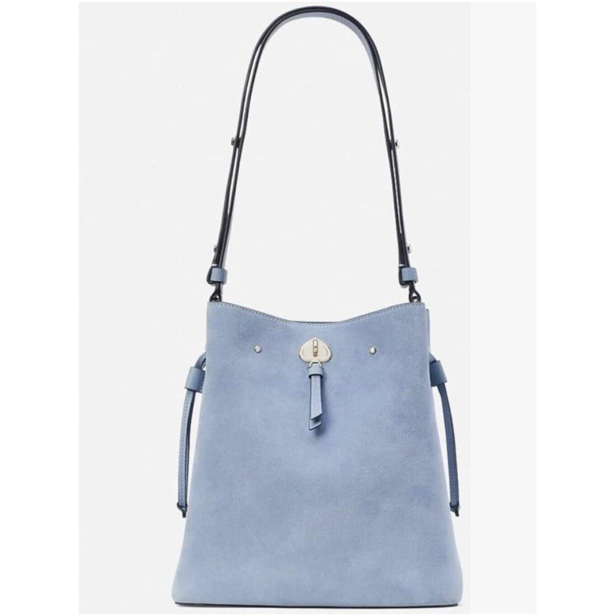 Kate Spade Marti Suede Large Bucket Bag Shoulder Bag Crossbody Dusty Blue