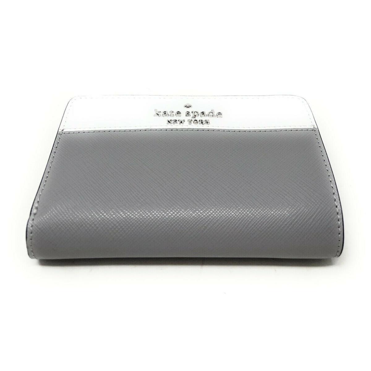 Kate Spade Staci Medium Bifold Wallet Nimbus Grey Saffiano Leather WLR00124