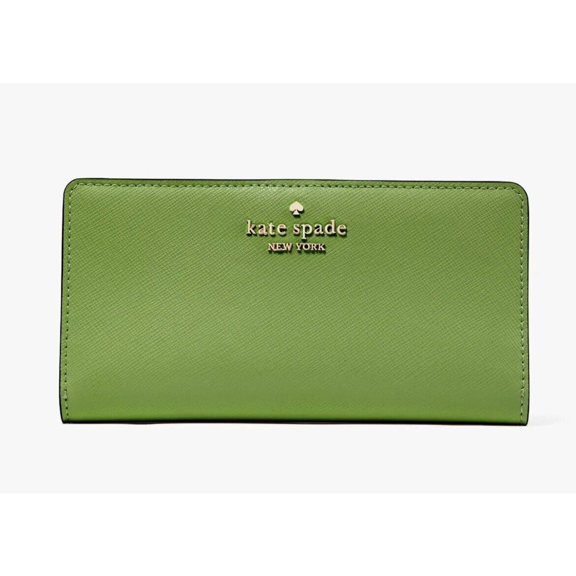 Kate Spade New York Madison Large Slim Bifold Wallet Turtle Green