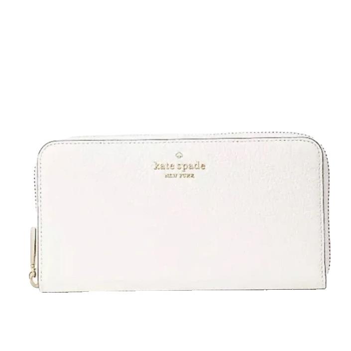 Kate Spade Leila Large Continental Wallet Pebbled Leather WLR00392 Parchment