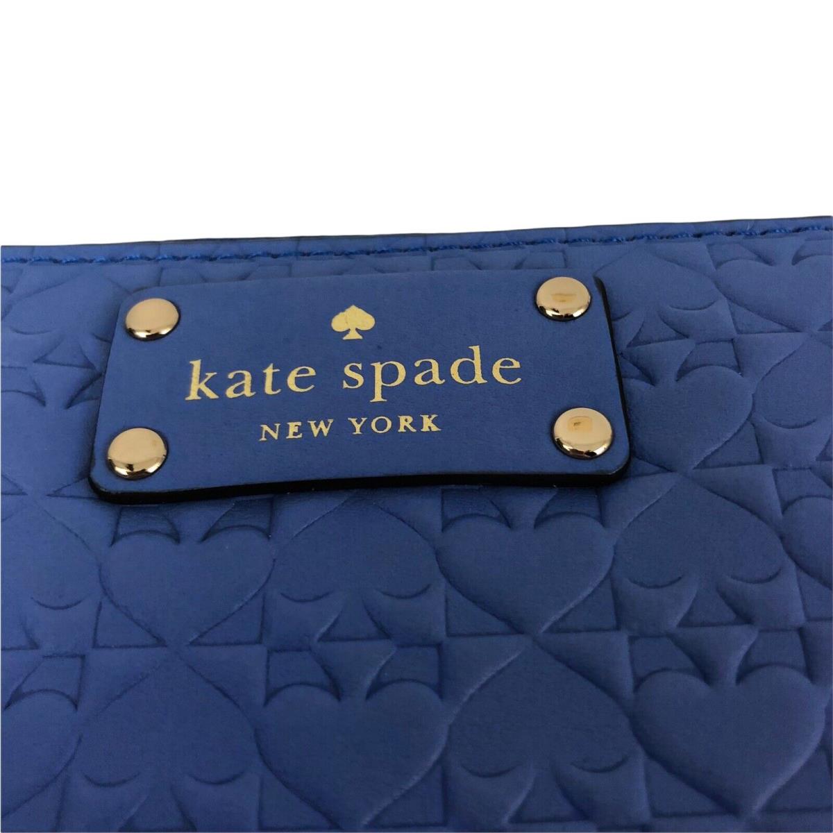 Kate Spade Zip Around Wallet Neda Pen Place Embossed Island Deep Blue