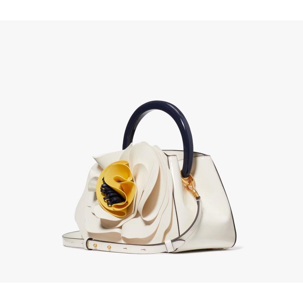 Kate Spade Flora Patent Leather 3d Flower Top-handle Bag Cream