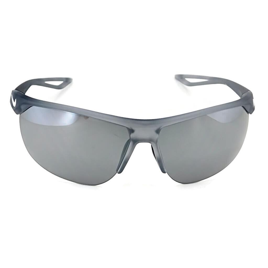 Nike Cross Trainer Sunglasses EV0937 010 Matte Gray / Gray Silver Flash - Frame: Matte Wolf Gray / White Logo, Lens: Gray Silver Flash