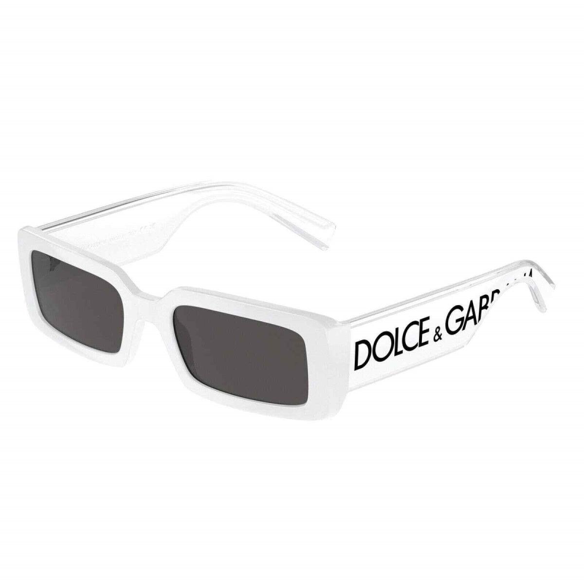 Dolce Gabbana DG 6187 331287 White Dark Grey Lens Print Sunglasses