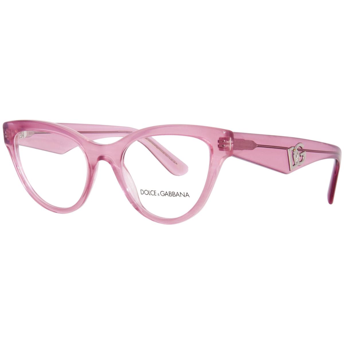 Dolce Gabbana DG3372 3405 Eyeglasses Frame Women`s Fleur Pink Full Rim 52mm