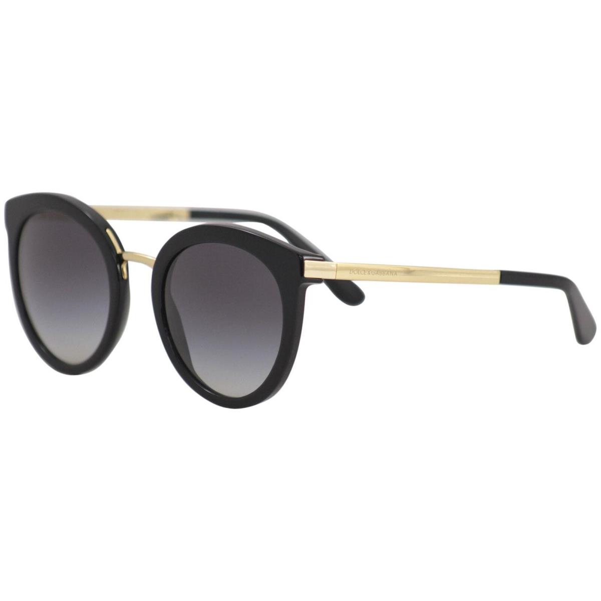 Dolce Gabbana D G DG4268 DG/4268 501/8G Black/gold Round Sunglasses 52mm