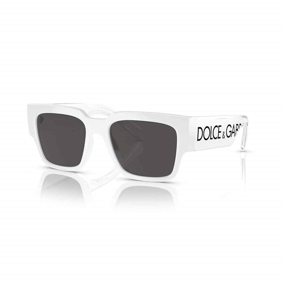 Dolce Gabbana DG 6184 331287 White Dark Grey Lens Print Sunglasses