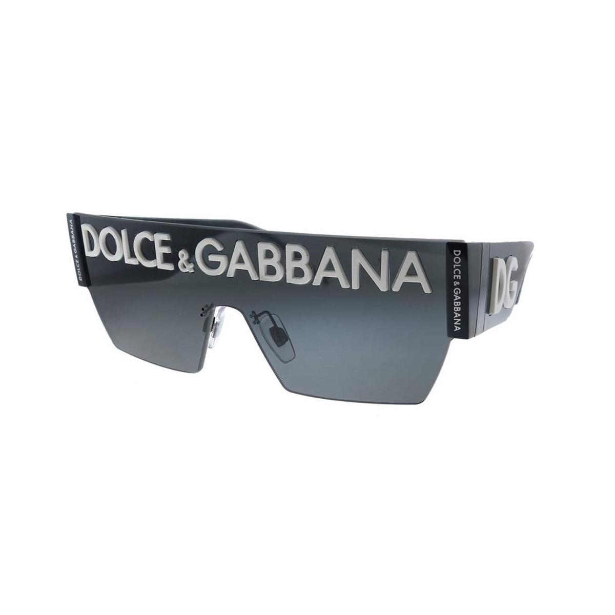 Dolce Gabbana DG 2233 01/87 Black Metal Square Sunglasses Grey Gradient Lens