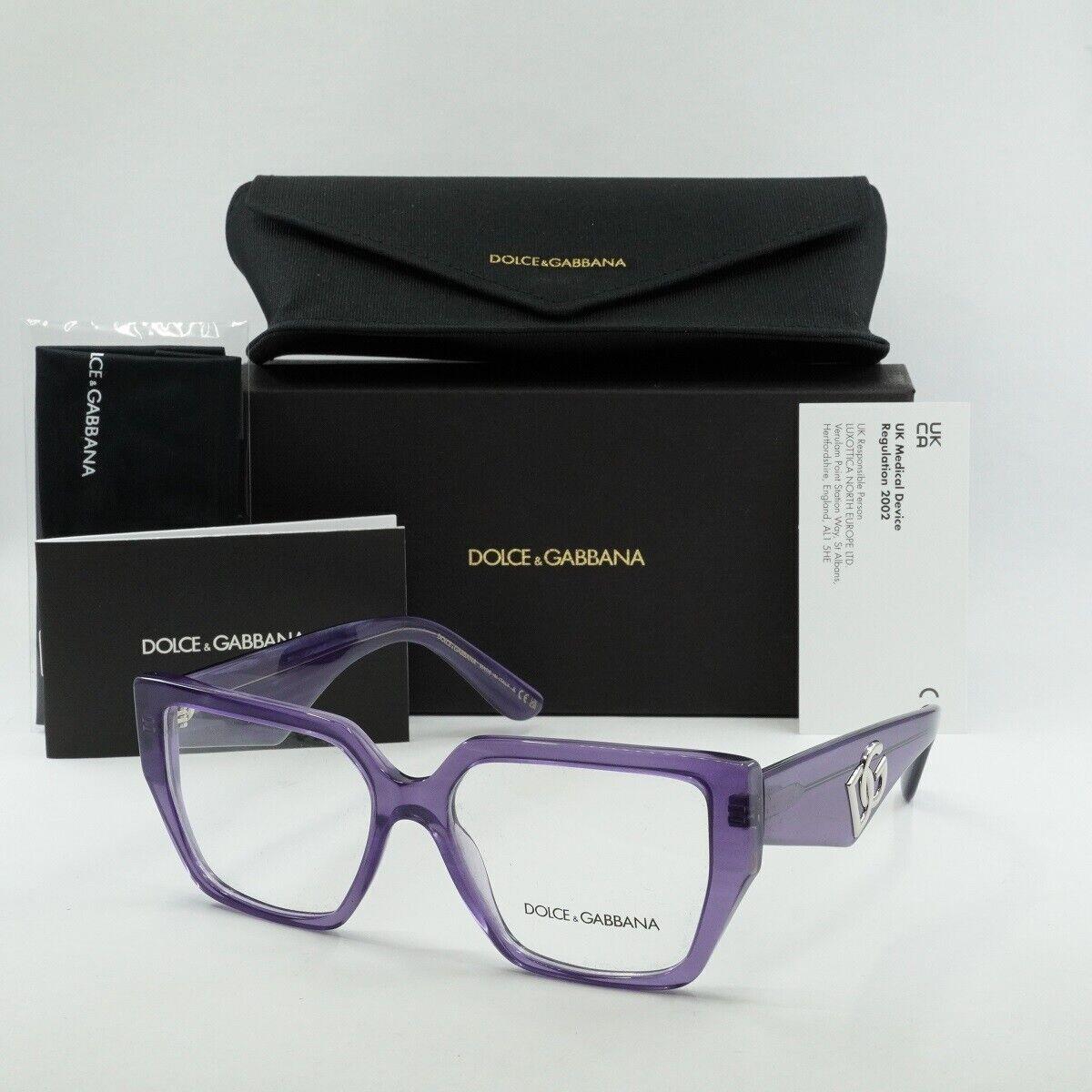 Dolce Gabbana DG3373 3407 Fleur Purple 55mm Eyeglasses