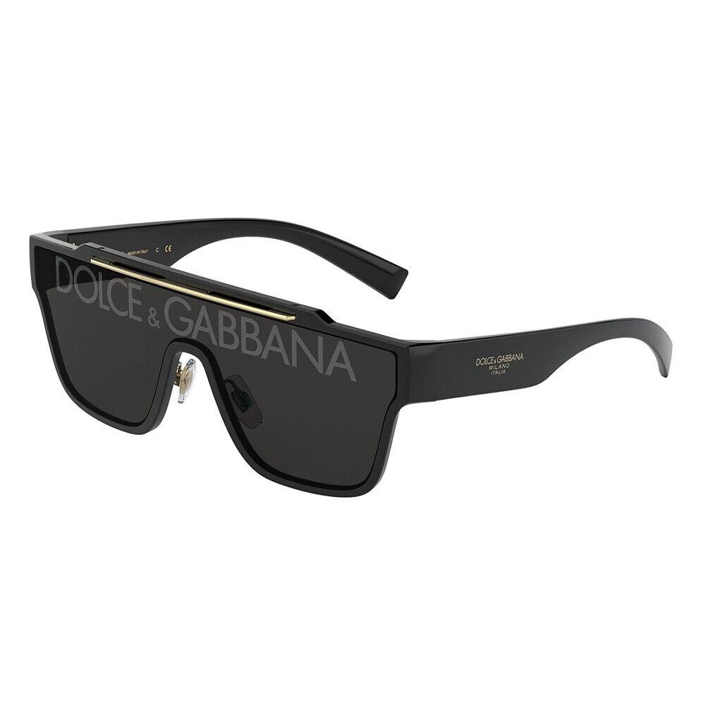 Dolce Gabbana DG 6125 501/M Black Plastic Shield Sunglasses Grey Lens