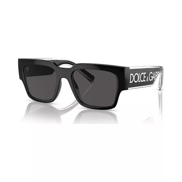 Dolce Gabbana DG 6184 501/87 Black White Grey Lens Print Sunglasses