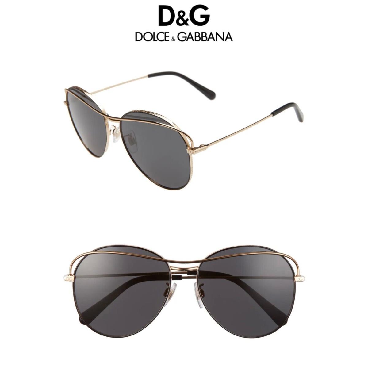 Dolce Gabbana DG2261 1334/87 Gold/black Grey Pilot Sunglasses. 58mm