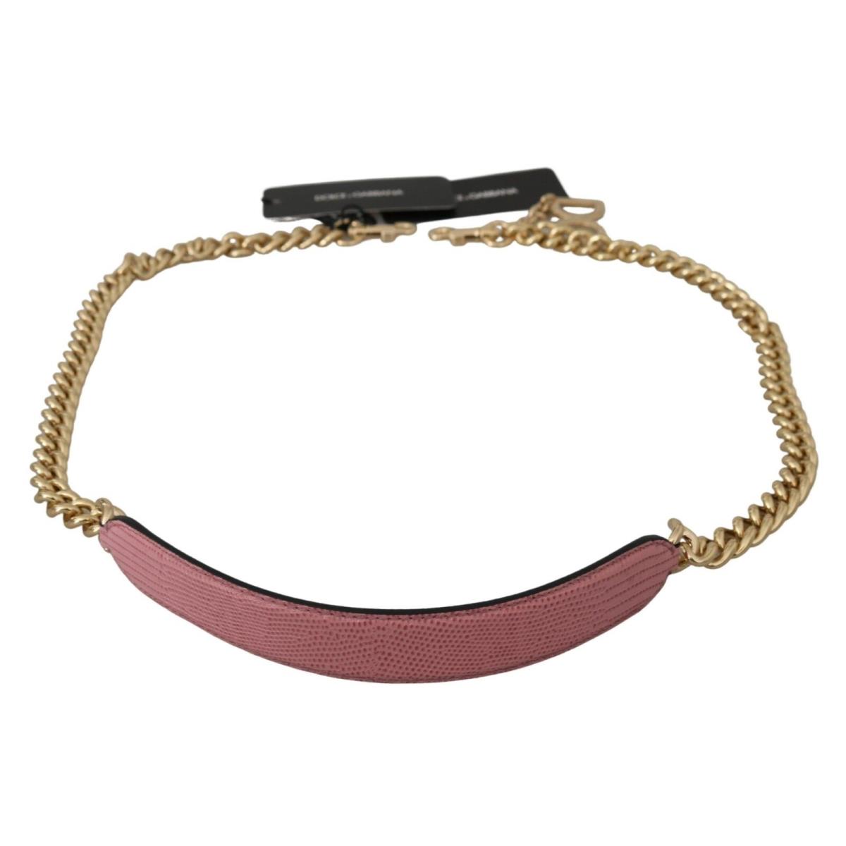 Dolce Gabbana Pink Leather Gold Chain Accessory Shoulder Strap