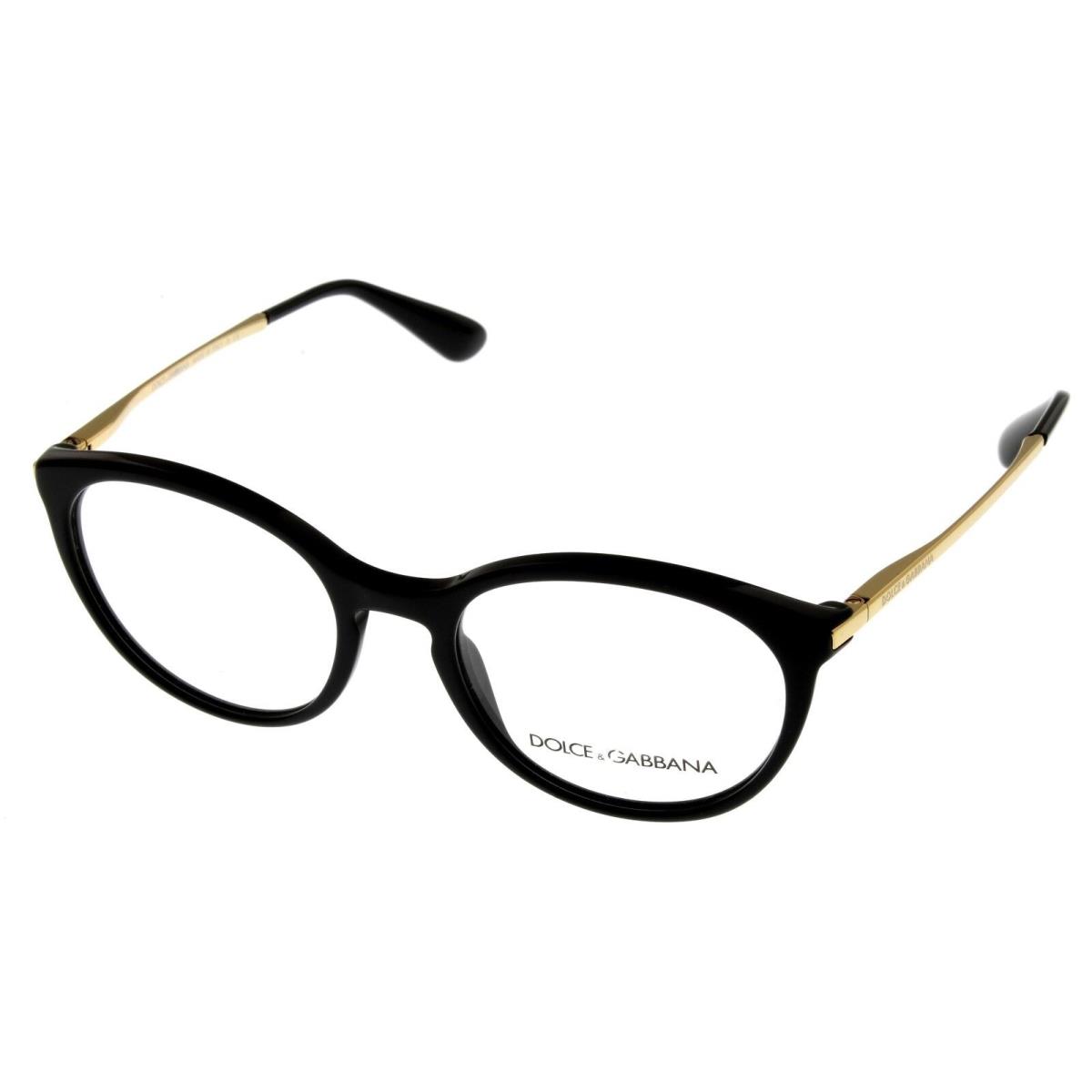 Dolce Gabbana Eyeglasses Frame Women Black Gold Round DG3242 501