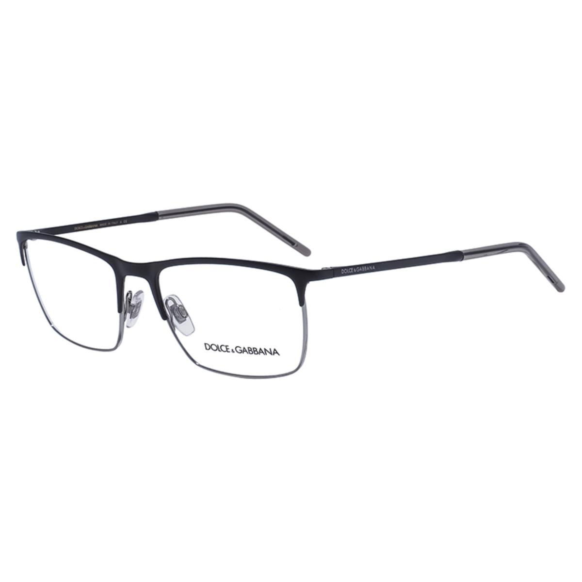 Dolce Gabbana Eyeglasses DG 1309 1277 57-18 Black Silver Rectangular Frame